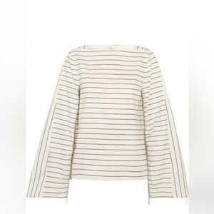 Tibi rouched sleeve stripe poplin top drawstring adjustable sleeves size 6